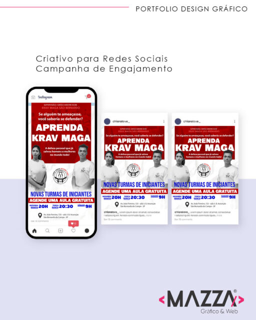 Design que comunica e converte! 

Transformar informações densas em uma hierarquia visual clara é um dos maiores desafios do design gráfico. Neste projeto para o Krav Maga São Bernardo, o objetivo foi criar um criativo de impacto para captação de novos alunos, equilibrando autoridade, urgência e clareza.

O que foi trabalhado neste projeto:

🔹 Hierarquia Visual: Organização de horários e endereços para uma leitura rápida.
🔹 Psicologia das Cores: Uso do vermelho vibrante para transmitir energia e ação, contrastado com o branco para clareza técnica.

🔹 Branding de Autoridade: Integração do selo da Federação e supervisão do Grão-Mestre Kobi, reforçando a credibilidade da escola.

🔹 Mockup Premium: Apresentação do material como um "Kit de Informação", elevando a percepção de valor do cliente.

O design vai muito além da estética; é sobre criar ferramentas que ajudam negócios a crescerem e se comunicarem melhor com seu público.

Precisa gerar mais valor através da comunicação visual? Entre em contato comigo no link da Bio 🔥
