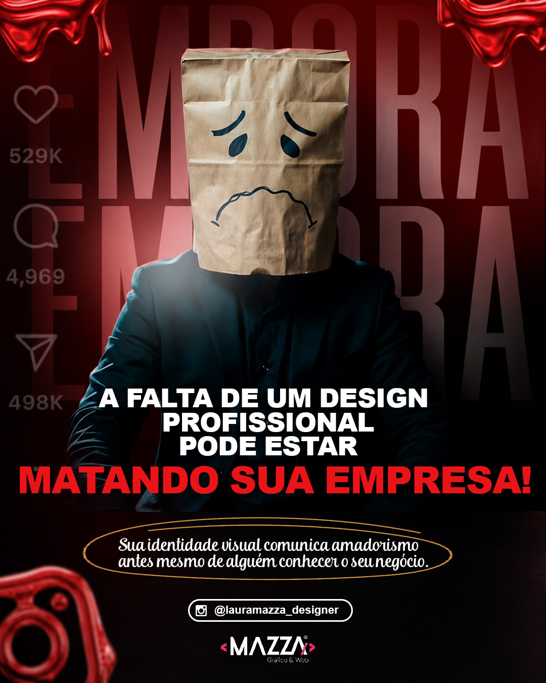 Enquanto você acredita que está economizando, sua empresa pode estar perdendo clientes.

A cada visita ao seu Instagram ou site, uma decisão é tomada em poucos segundos.

Ficar. Ou ir embora.

Se sua marca não transmite profissionalismo, credibilidade e valor, o cliente simplesmente procura outra opção que agregue mais valor a ele.

O design pode ser a diferença entre conquistar um cliente ou perdê-lo sem nunca saber o motivo. 

Agora te convido a fazer uma análise, da sua página, como se fosse um cliente. Olhe, veja as imagens, qualidade de vídeo. E de forma crítica, analise o que você pode melhorar.